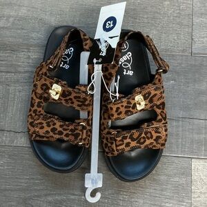 Art Class Brown Leopard Kids Sandals